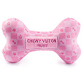 Pink Checker Chewy Vuiton Bone  | Squeaker Dog Toy
