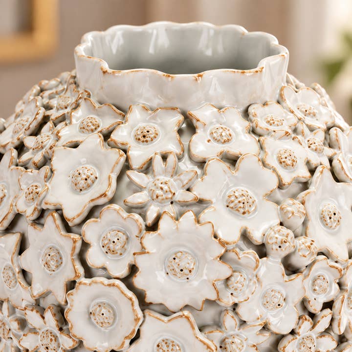 Bouquet De Fleurs White Ceramic Vase Small