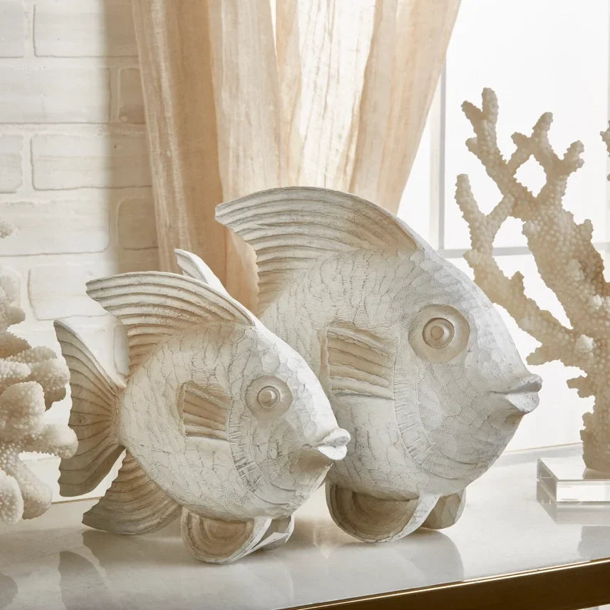 Resin Coastal Fish Decorative Figurine - White (14 inches)