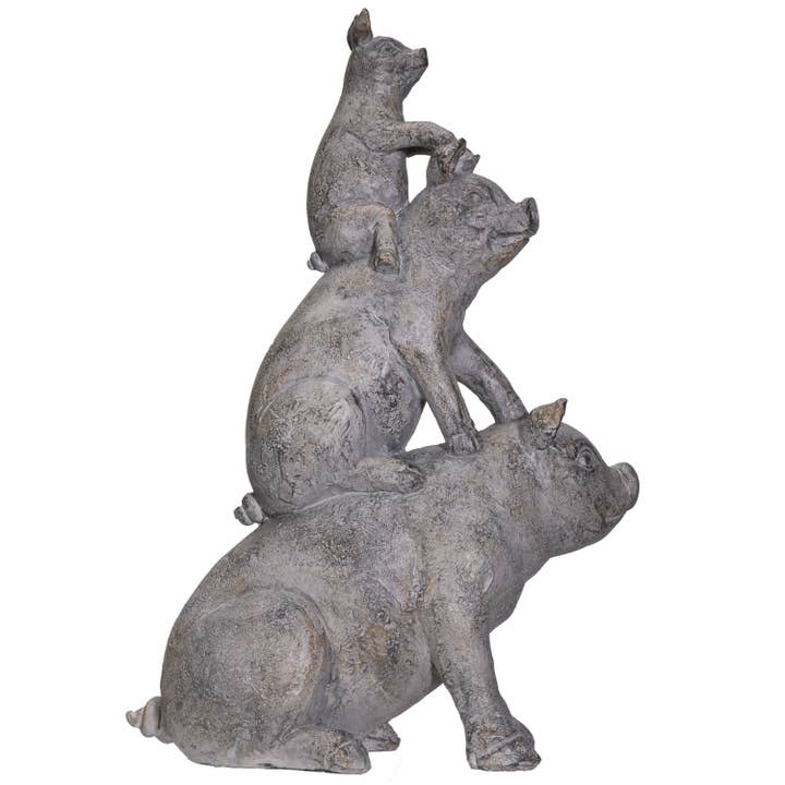 Stacked Farm House Pigs Figurine Pacific Trading 24.1 x 12.1 x 36.2 cm