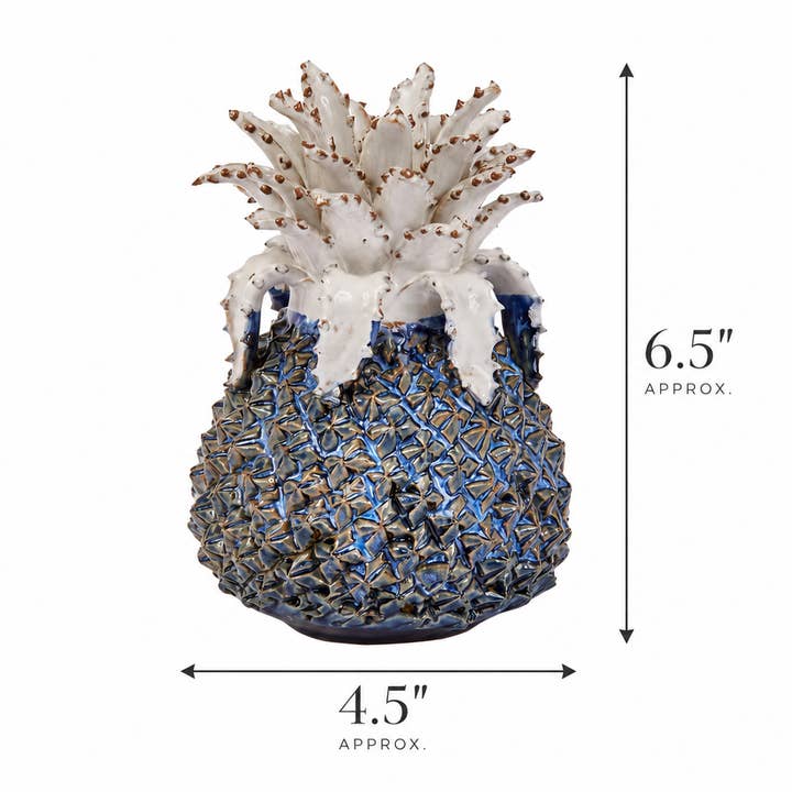 Medium Blue & White Pineapple Ceramic Vase