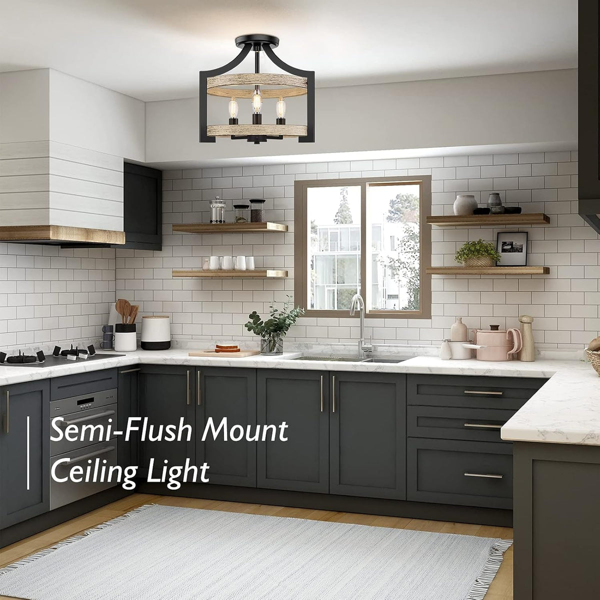 3-Light Rustic Farmhouse Pendant Light