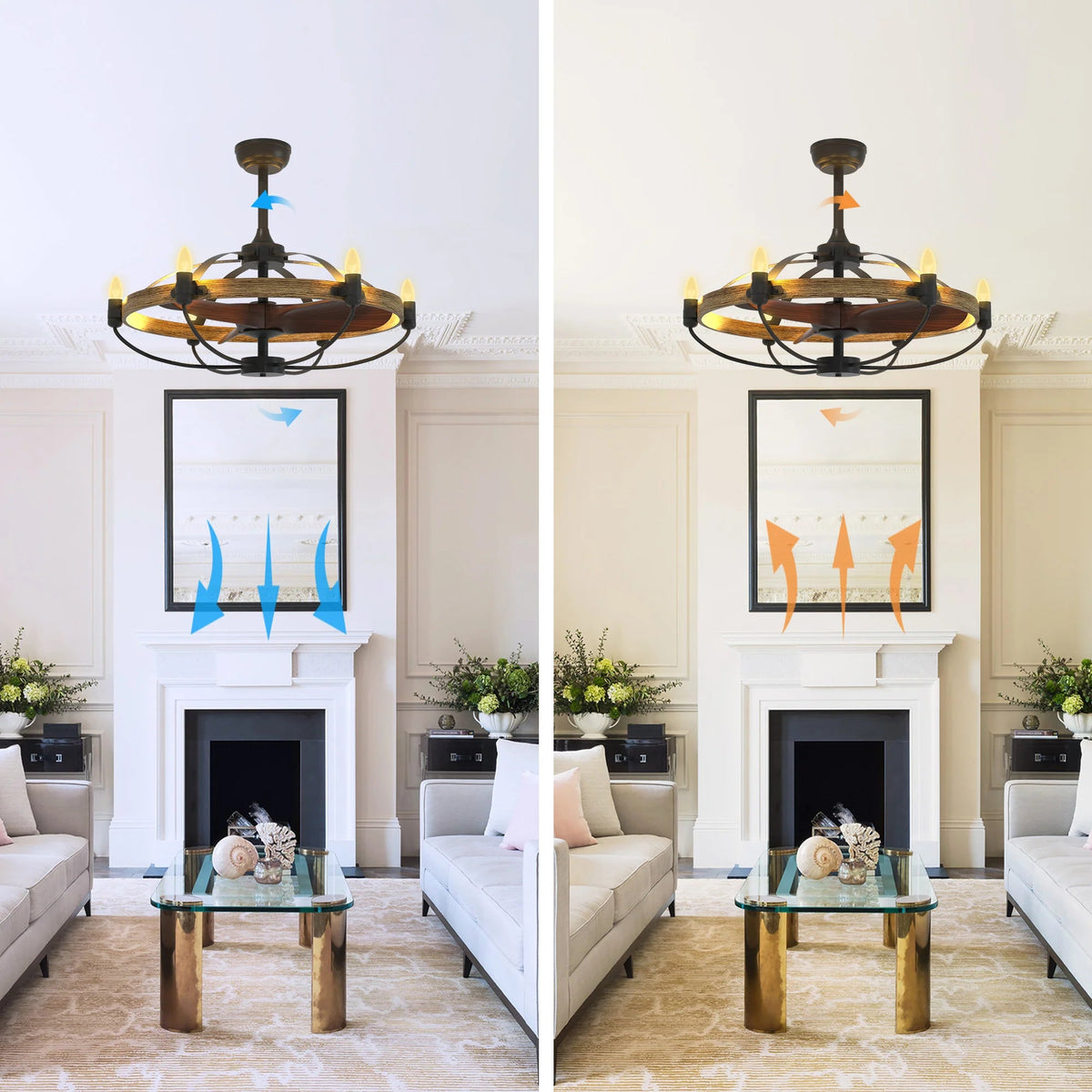 Farmhouse Caged Ceiling Fan Light Fixture