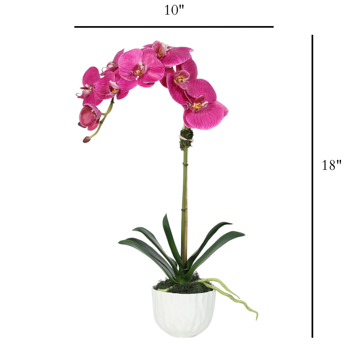 Faux Orchid Plant in White Vase - 18"