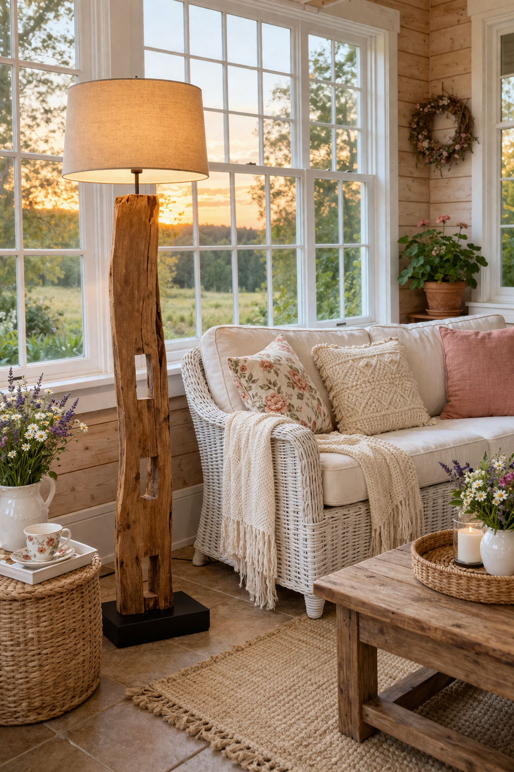 Rustic Reclaimed Teak Farm Post Floor Lamp