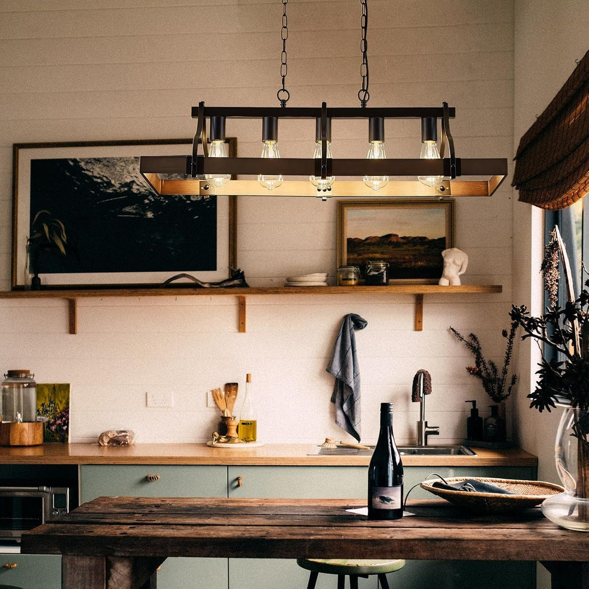 Farmhouse 5-Light Linear Chandelier