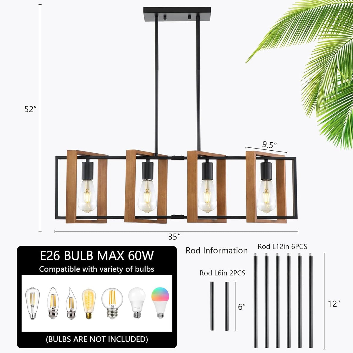 Farmhouse Linear Semi-Caged Chandelier