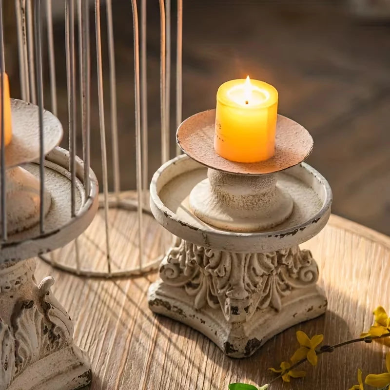 Ivory Heirloom Birdcage Candle Holder