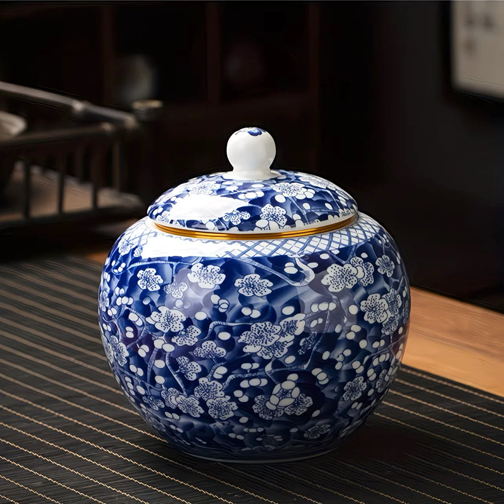 Lotus Vine Chinoiserie Tea Canister