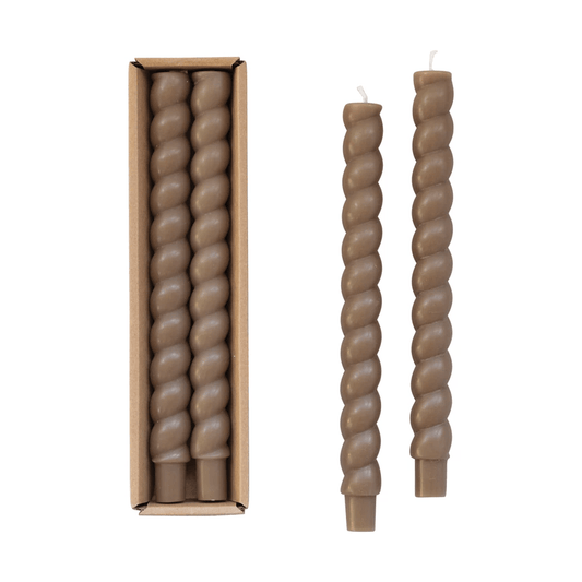 Unscented Tapered Twist Candles, Set of 2 (3 Color Options)