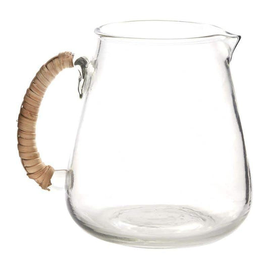 Carafe en verre Emily avec anse recouverte de rotin