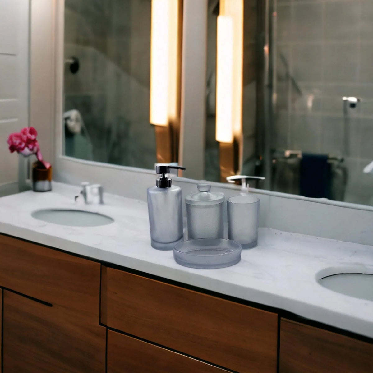Frosted Glass 4-Piece Bathroom Accessory Set | Cloud Collection