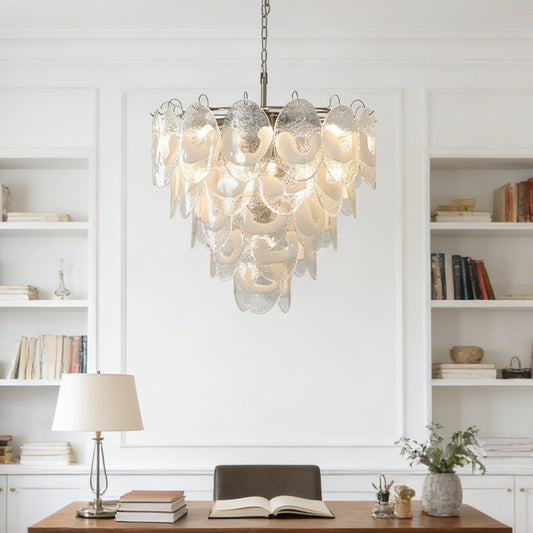 Lampadario Frostelle in vetro di Murano bianco