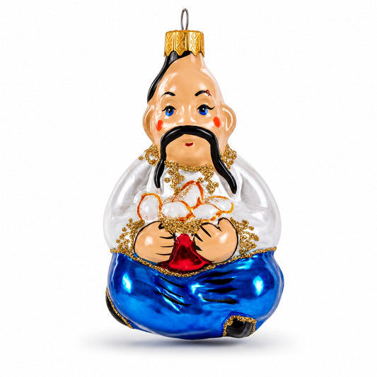 Ornement de Noël en verre de cosaque ukrainien