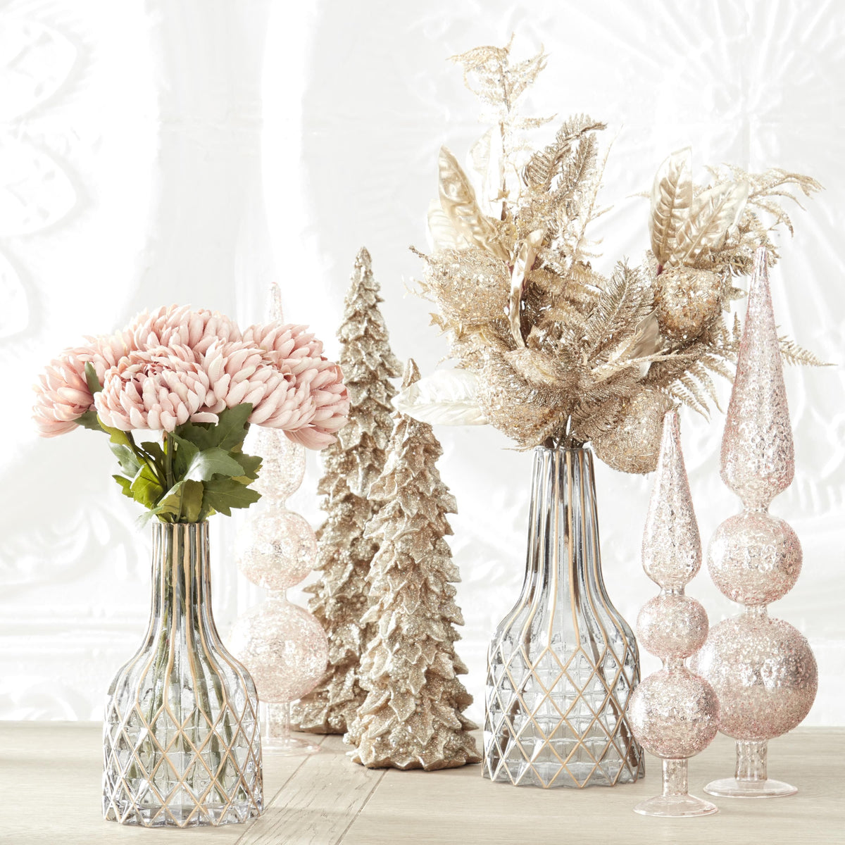 Gold & Silver Glittered Stem 31" - Fern, Magnolia, Pine & Sequin Fruit