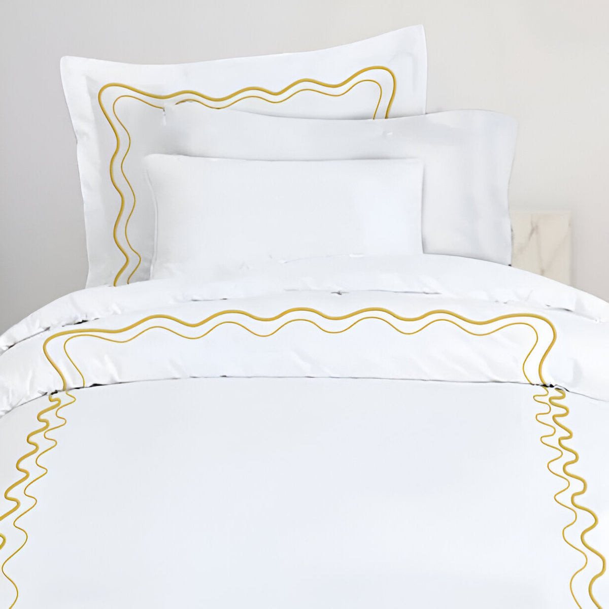 Double Wavy Embroidered Cotton Duvet Cover Set