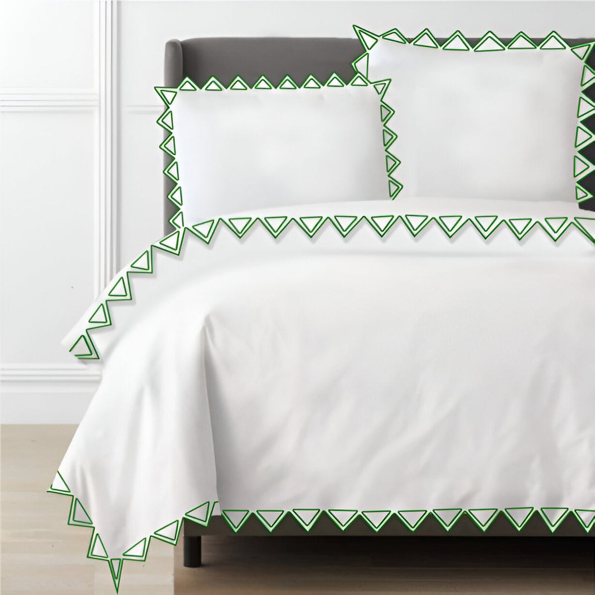 Ashley 400TC Cotton Traingle Embroidery Sateen Solid Duvet Cover Set
