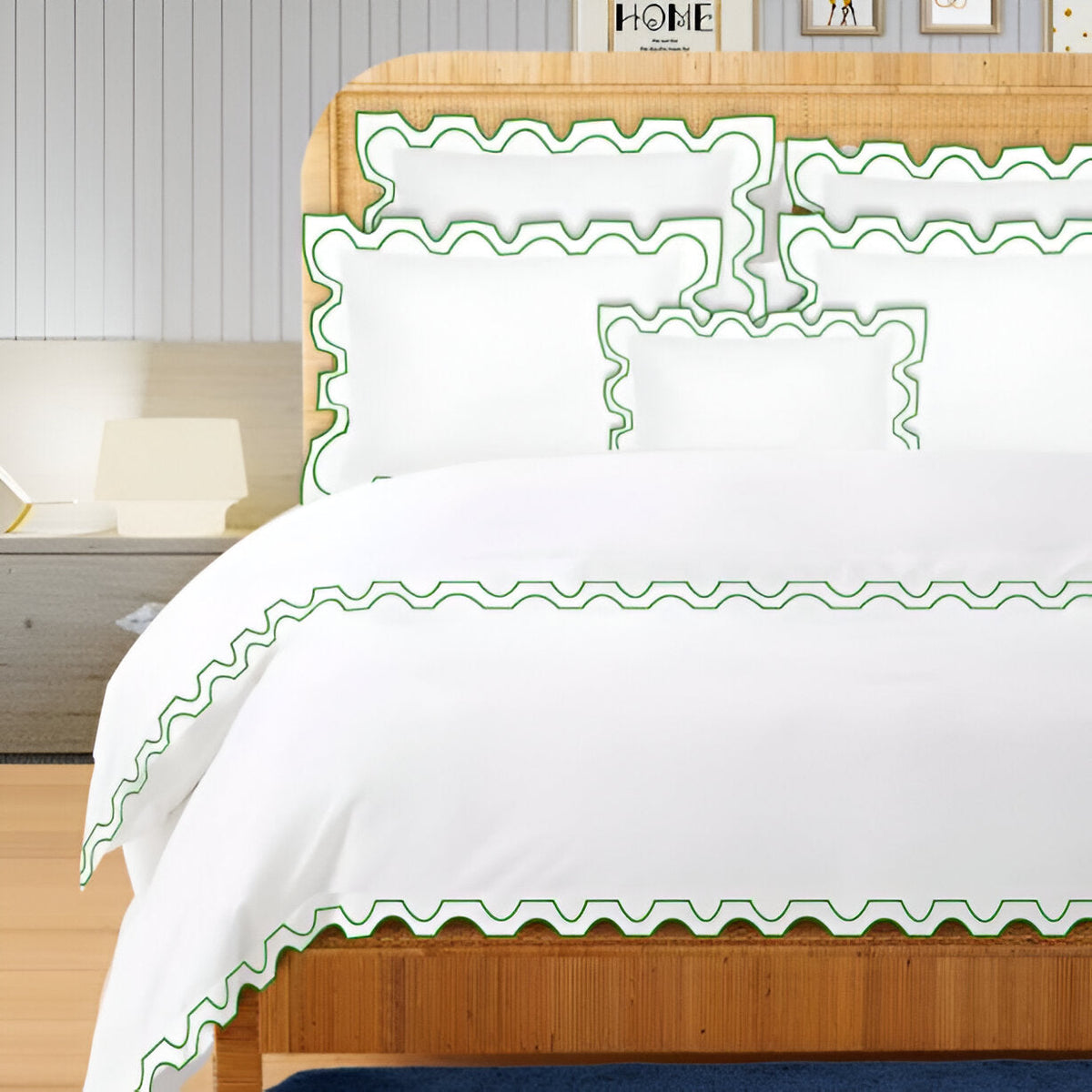 400TC Zig & Zag U Shape Embroidery Cotton Duvet Cover Set