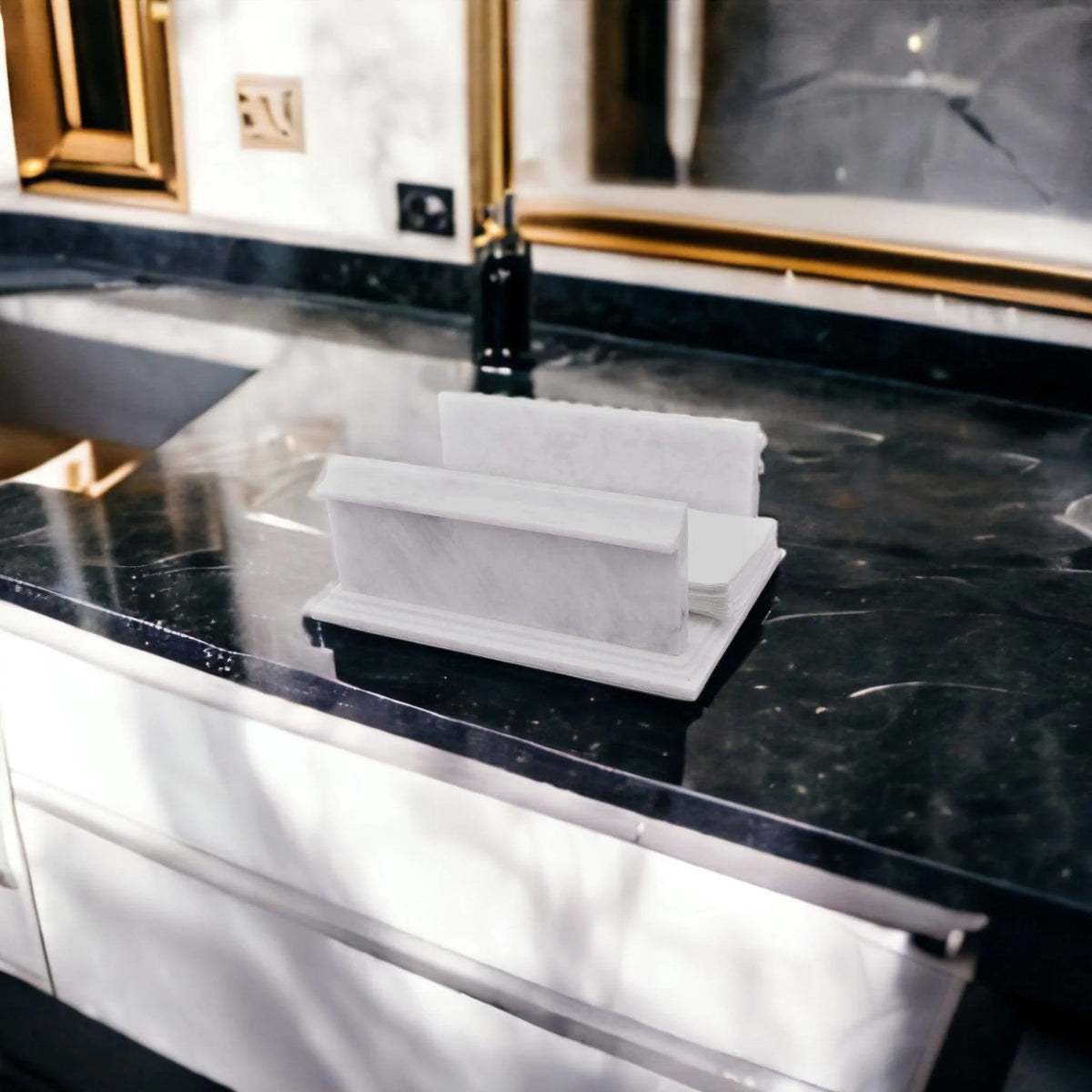 Hand Towel Holder of White Marble