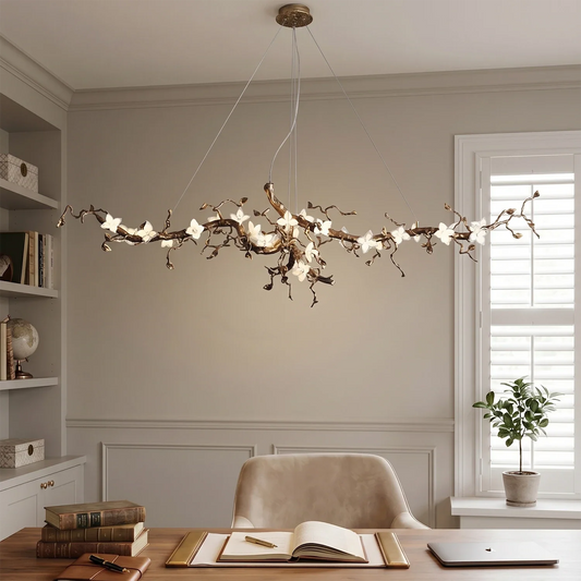 Lustre sculptural à branches florales fait main