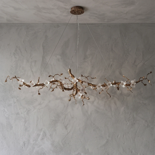 Lustre sculptural à branches florales fait main