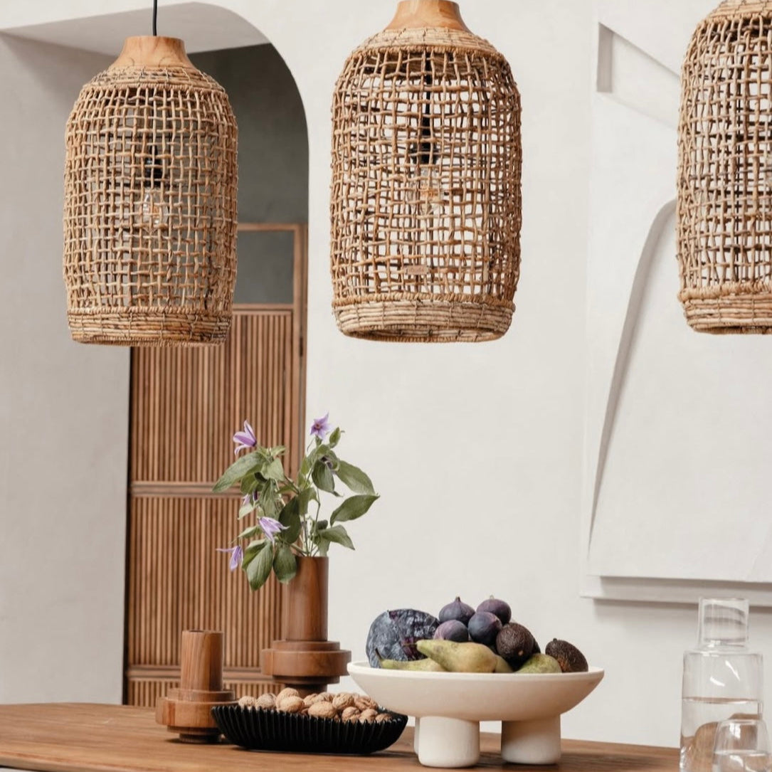 Serene Pendant Lamp with Natural Teak Wood Accents