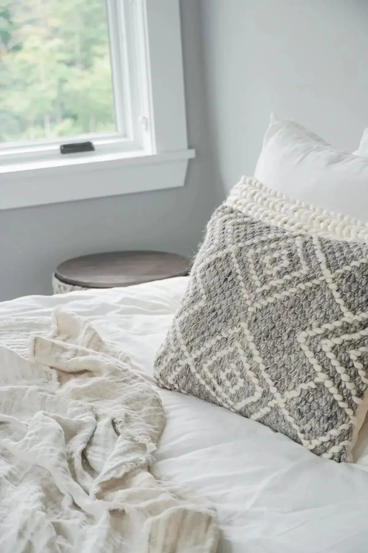 Handwoven Grey Diamond Pillow Covers