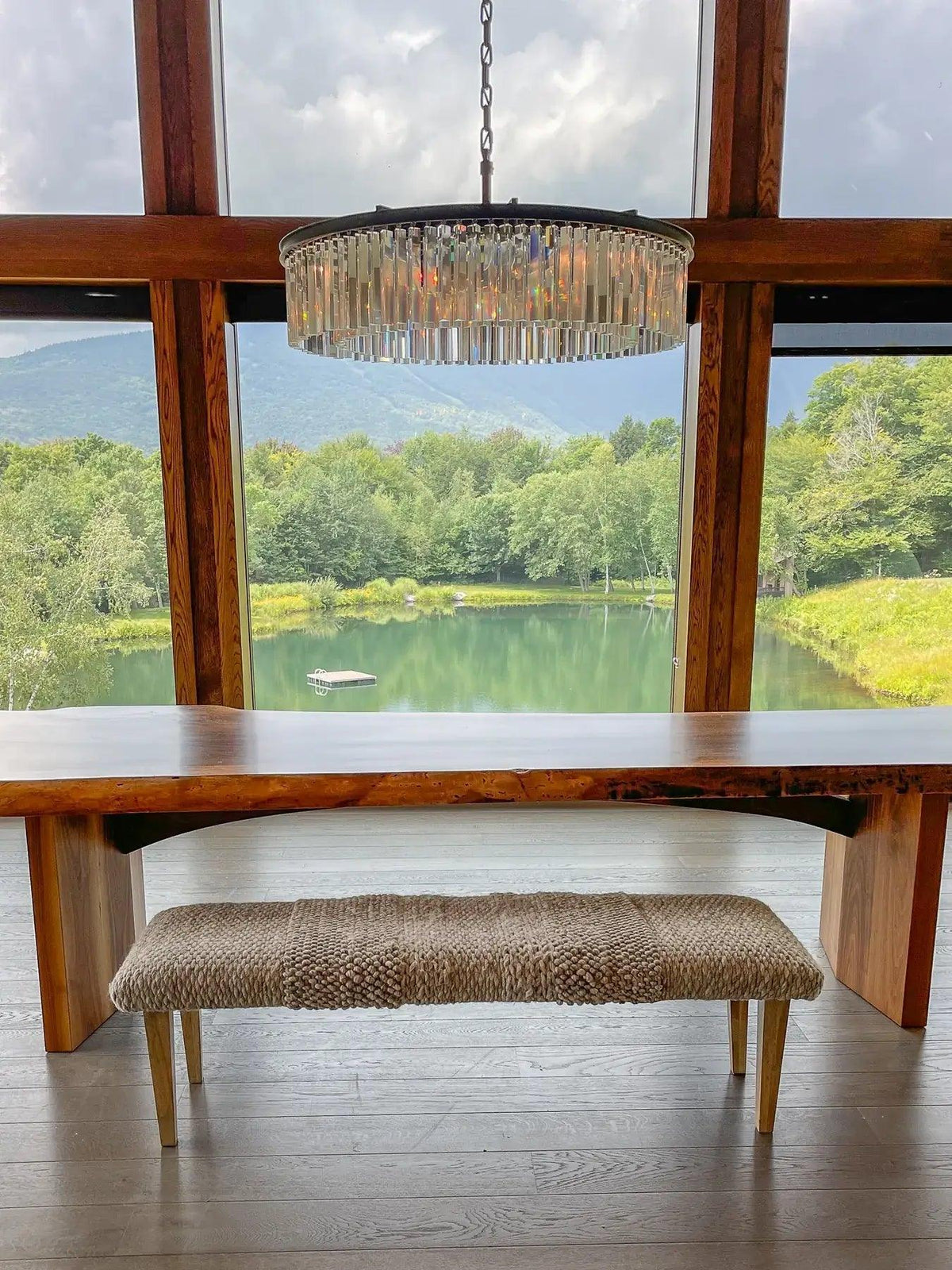 Handwoven Textured Taupe Ottoman Bench