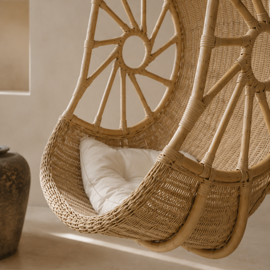 Lunara Handwoven Rattan Hanging Lounge Chair