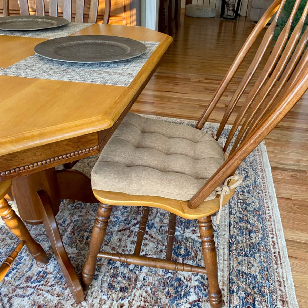 Hayden Beige Dining Chair Pads - Latex Foam Fill - Reversible