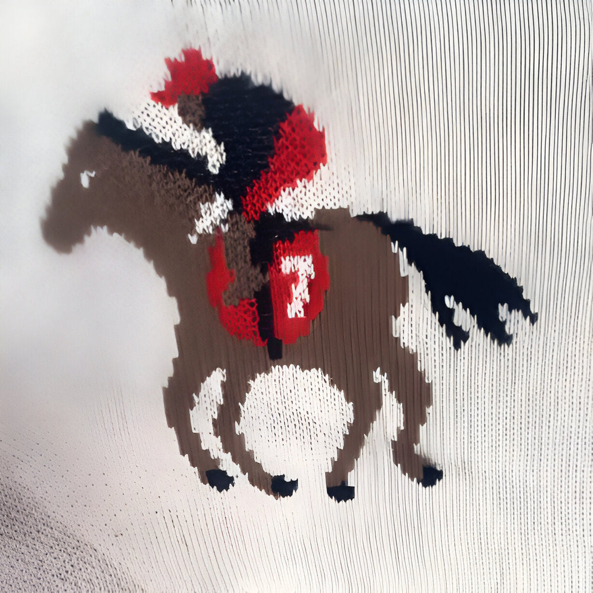Horse Jockey Ecru Knitted Cotton Baby Blanket