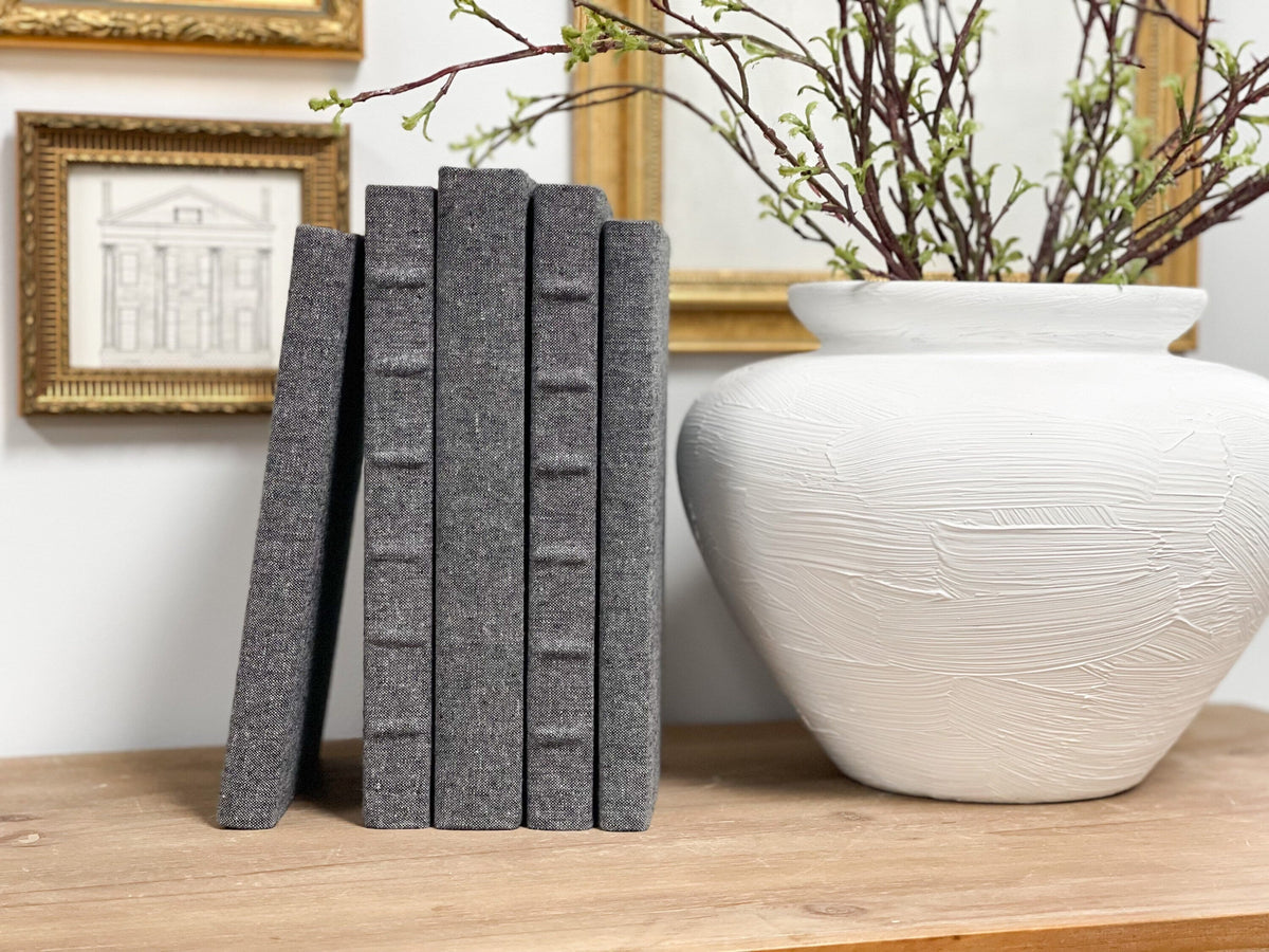 Linen Covered Decorative Books for Shelf Decor