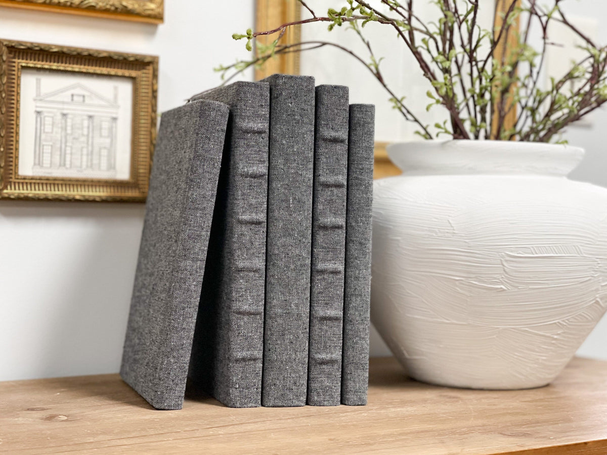 Linen Covered Decorative Books for Shelf Decor