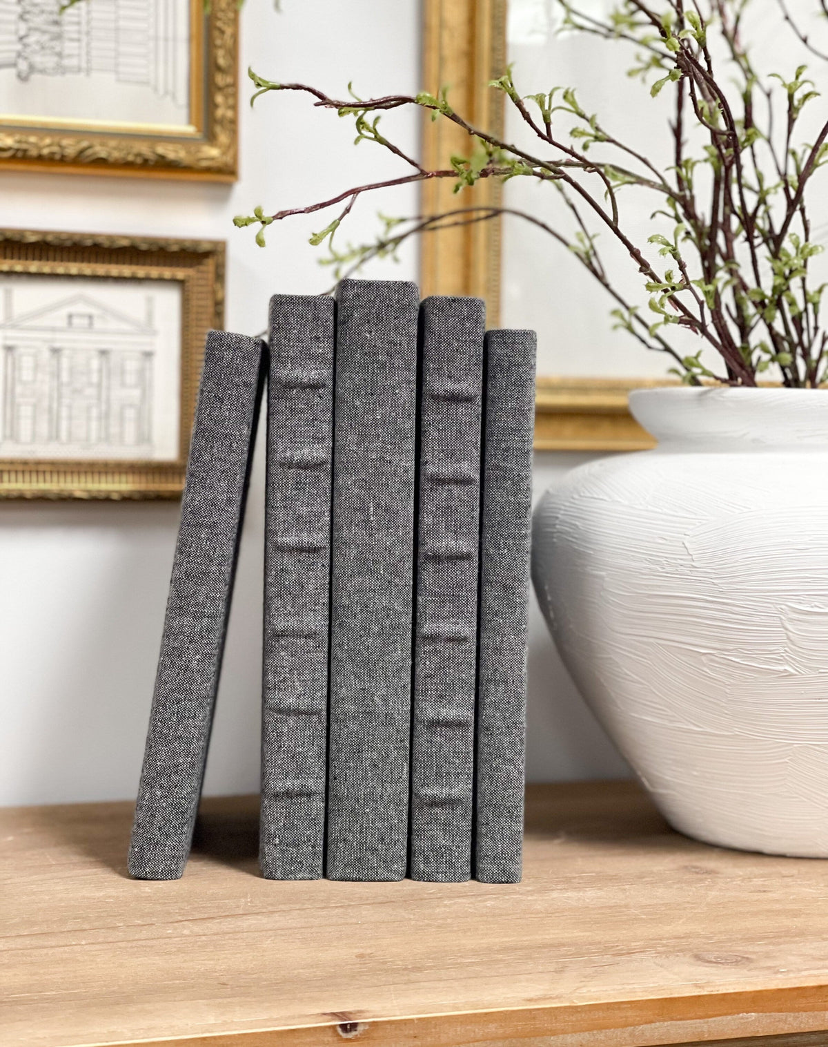 Linen Covered Decorative Books for Shelf Decor