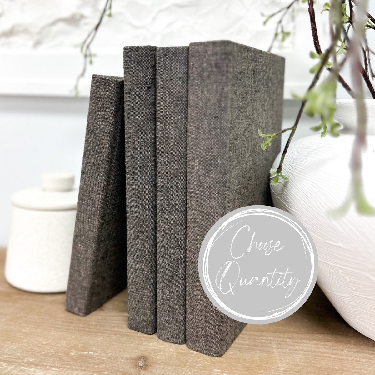 Espresso Linen Covered Decorative Books