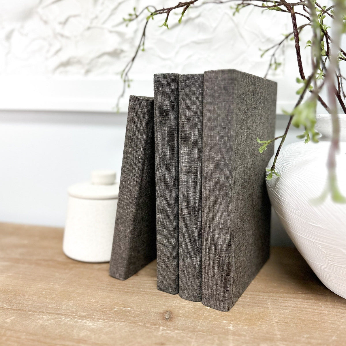 Espresso Linen Covered Decorative Books