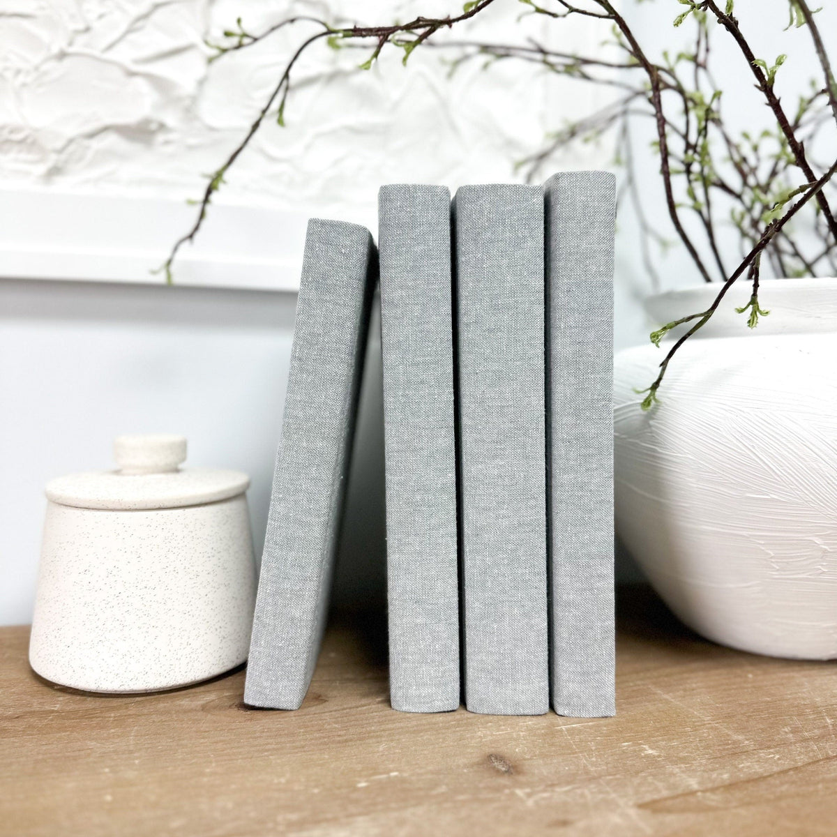 Steel Linen Covered Decorative Books