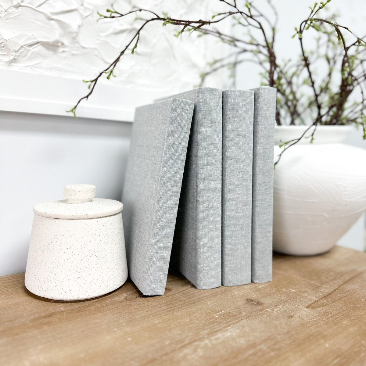 Steel Linen Covered Decorative Books