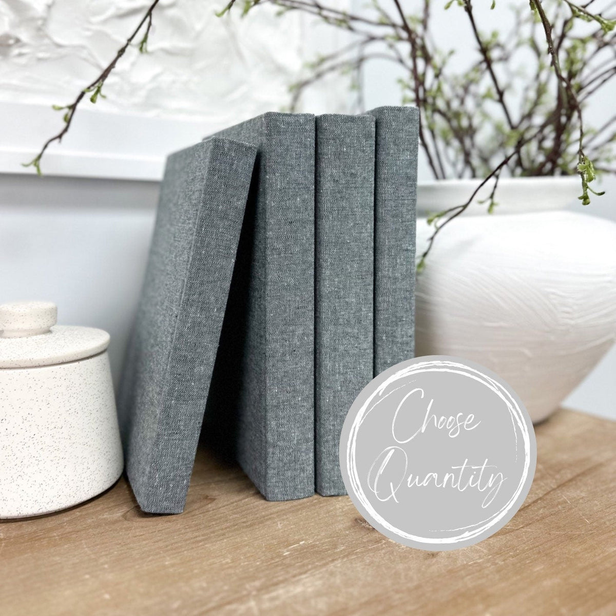 Shale Linen Covered Decorative Books