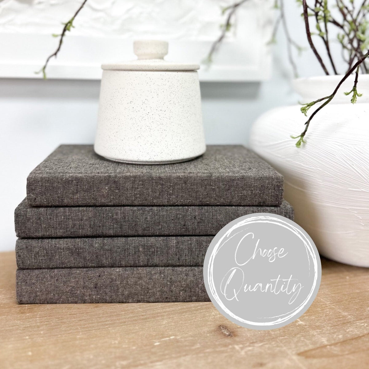 Espresso Linen Covered Decorative Books