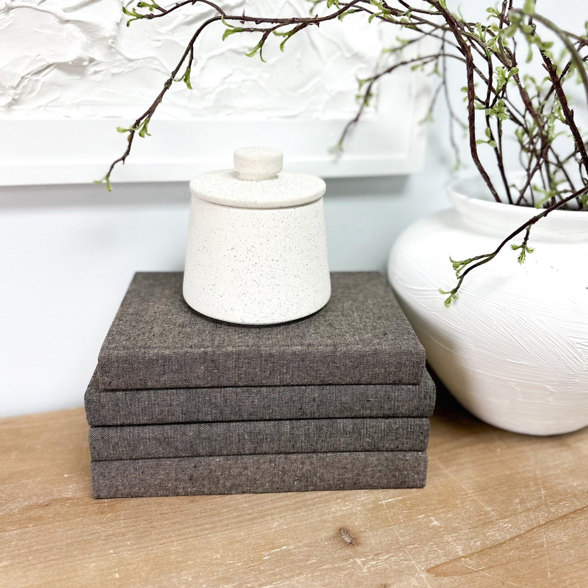Espresso Linen Covered Decorative Books
