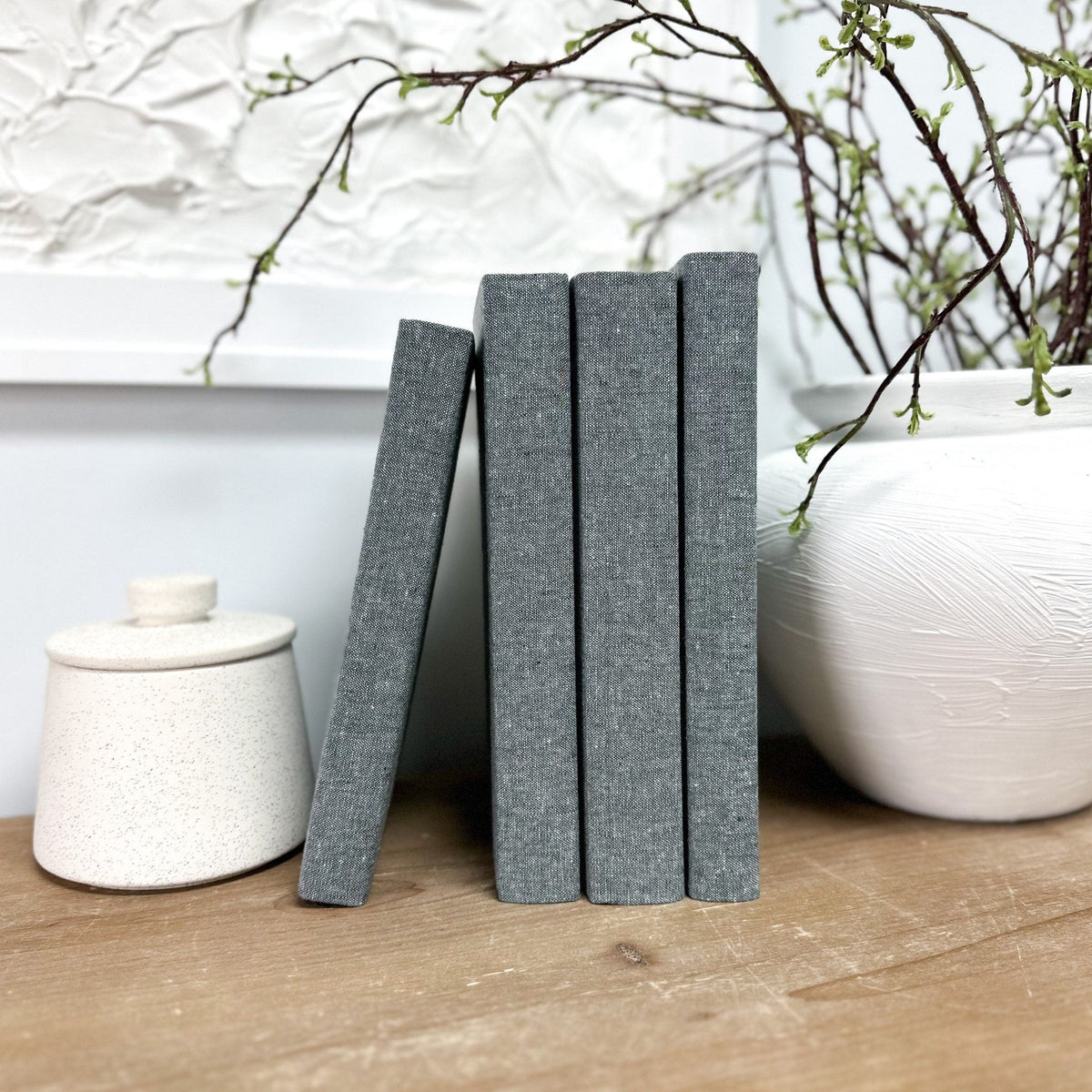 Shale Linen Covered Decorative Books