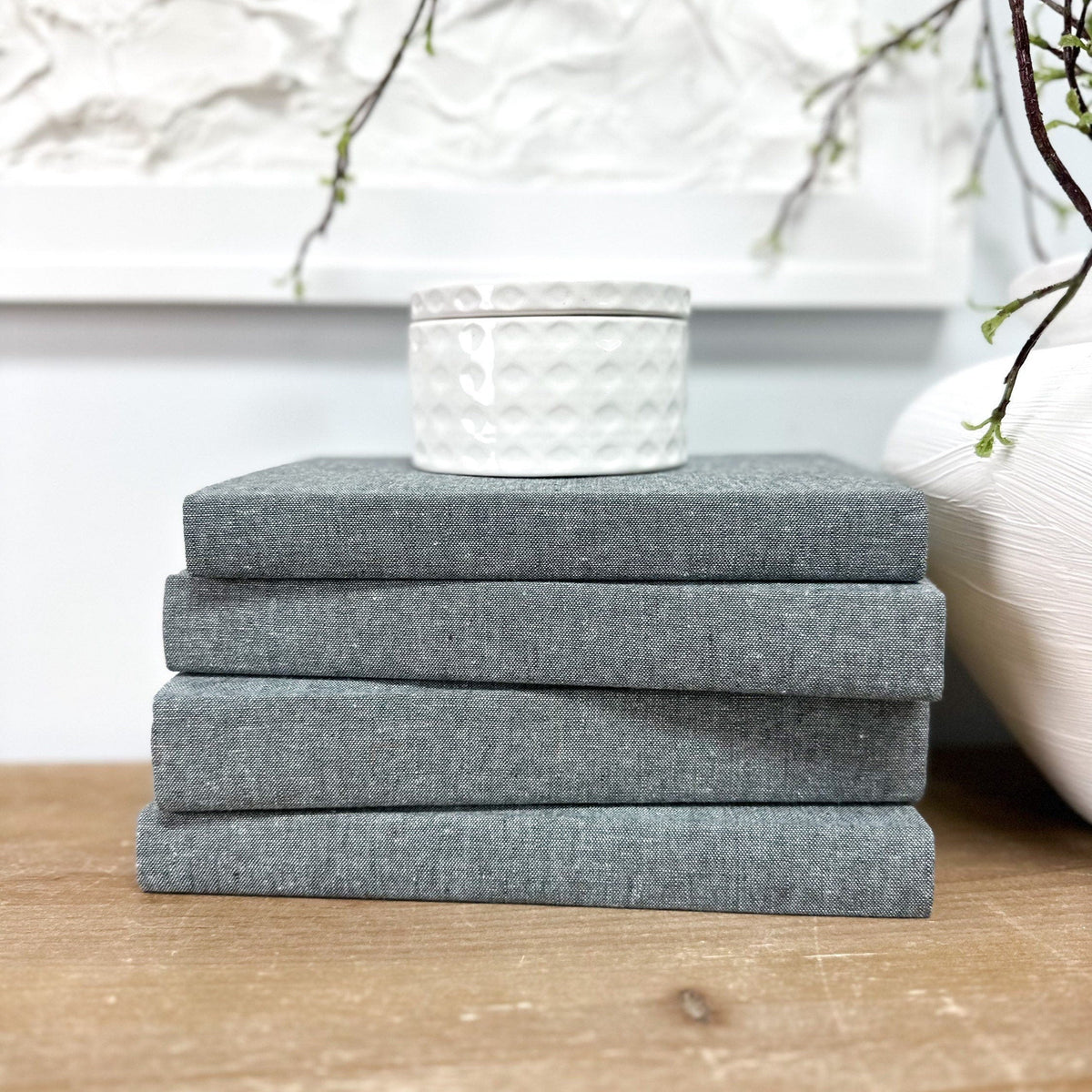Shale Linen Covered Decorative Books