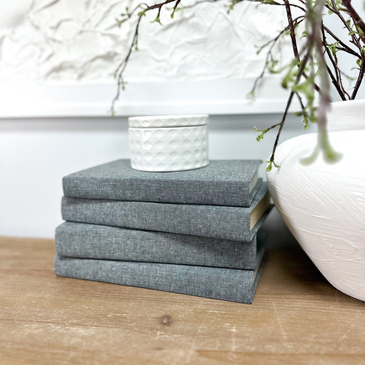 Shale Linen Covered Decorative Books