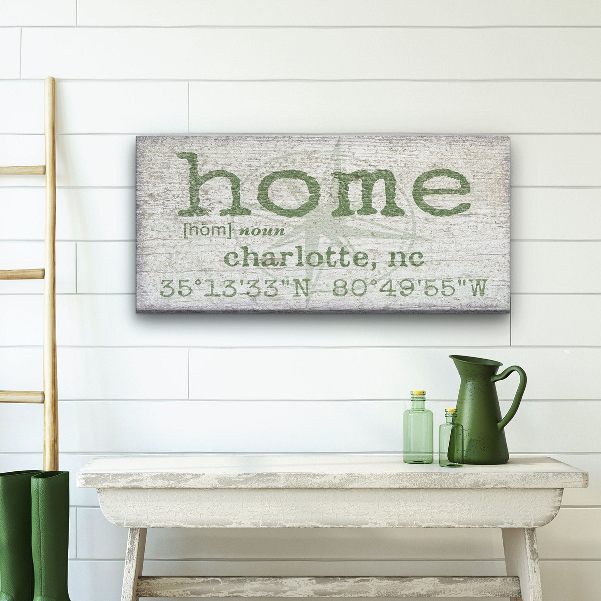 Personalized Home Compass Coordinates Canvas Wall Sign