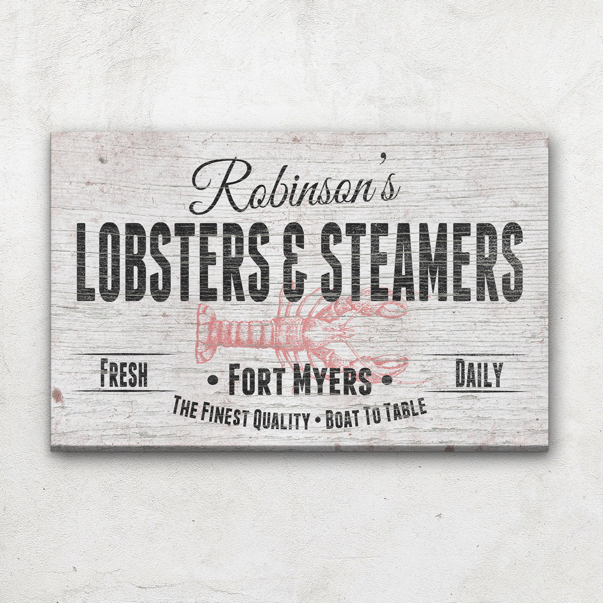 Personalized Lobster & Steamers Restaurant Canvas Sign