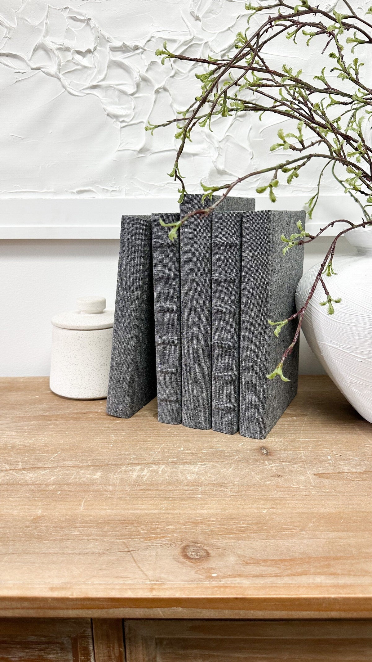 Linen Covered Decorative Books for Shelf Decor