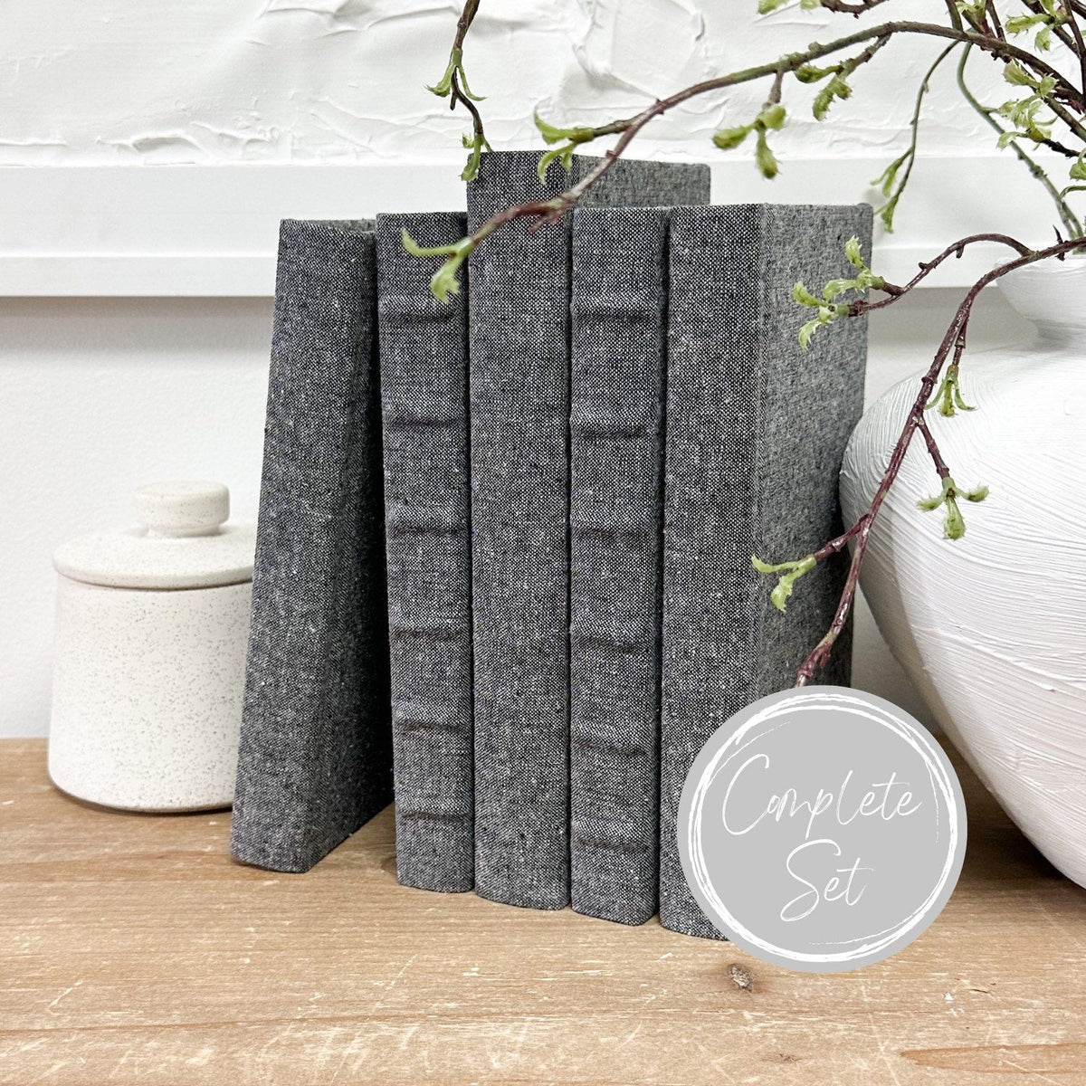 Linen Covered Decorative Books for Shelf Decor