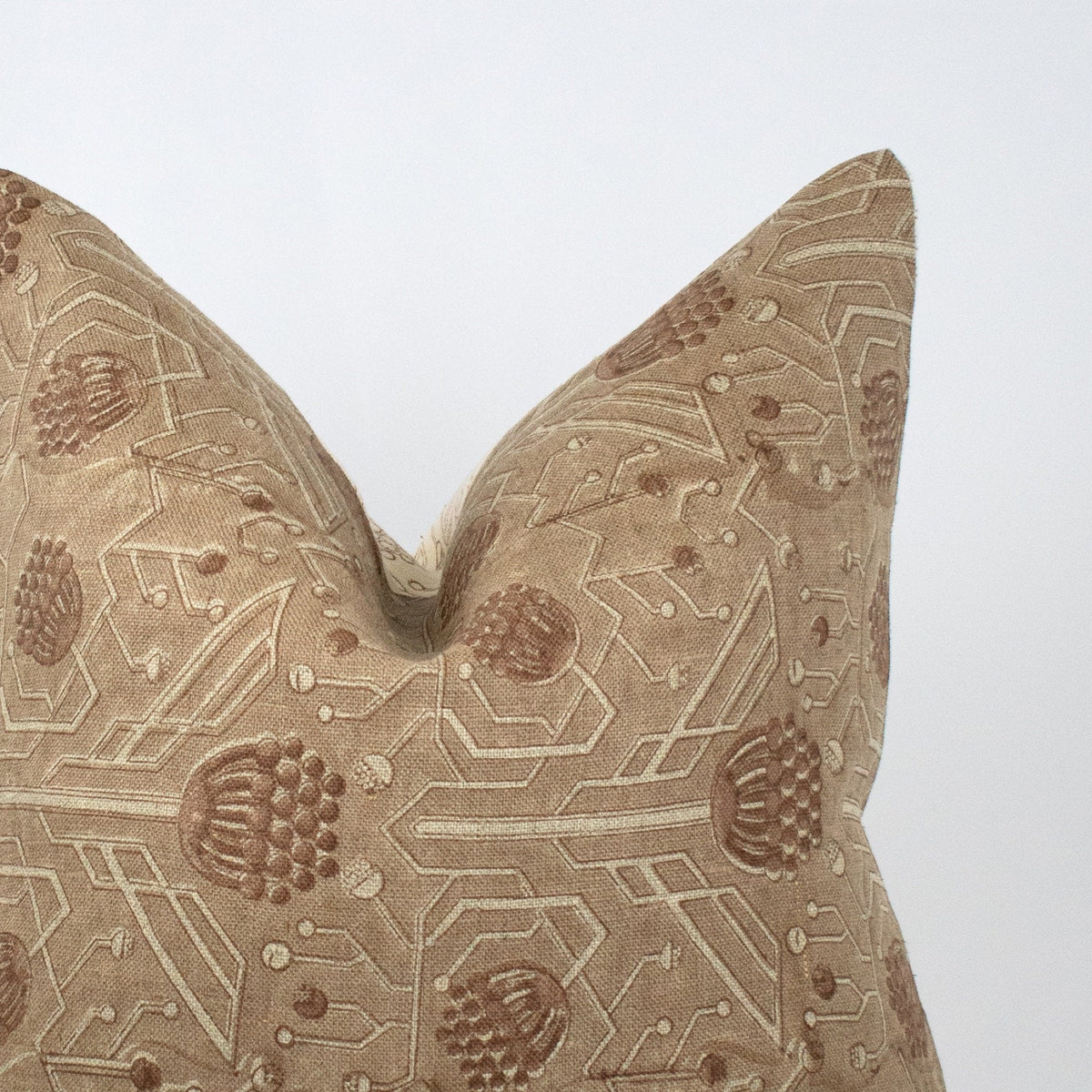 Handprinted In India, Decorative Pillowcase, Floral Blockprint, Artisan Lumbar For Modern Interiors, House Warming Ideas - PRITHVI RUST CL