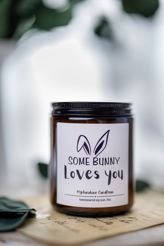 Cadeau de bougie de Pâques : Quelqu'un t'aime, mon petit lapin - Joli cadeau de Pâques pour une meilleure amie